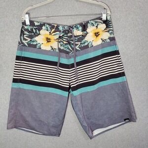 Palmwave Men‎ Swimwear 34 Gray Floral Board Shorts Surf